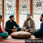 Home 18 커뮤니티 참여를 통한 정서적 지지 얻기 - A diverse group of Middle Eastern adults engaging in a warm, heartfelt conversation in a cozy, moder...
