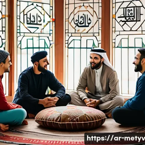 Home 30 커뮤니티 참여를 통한 정서적 지지 얻기 - A diverse group of Middle Eastern adults engaging in a warm, heartfelt conversation in a cozy, moder...